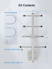 Directional Yagi Antenna Outdoor with SMA-Female Connector 7dBi 4G LTE Wideband 698-894Mhz Outdoor Antenna Universal for Cellphone Signal Booster/Cellular Repeater